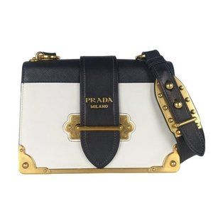 Prada Cahier Medium White Leather Cross Body Bag